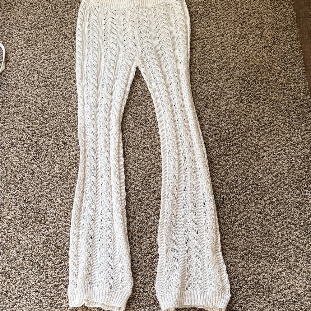 Elegant White Crochet Pants